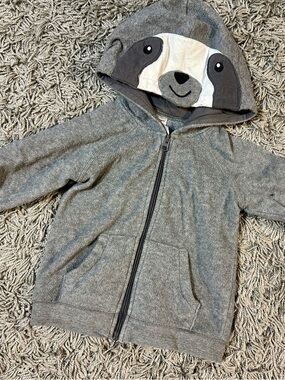 Carter's Gray Hooded Zip-Up Sweatshirt with Sloth Face